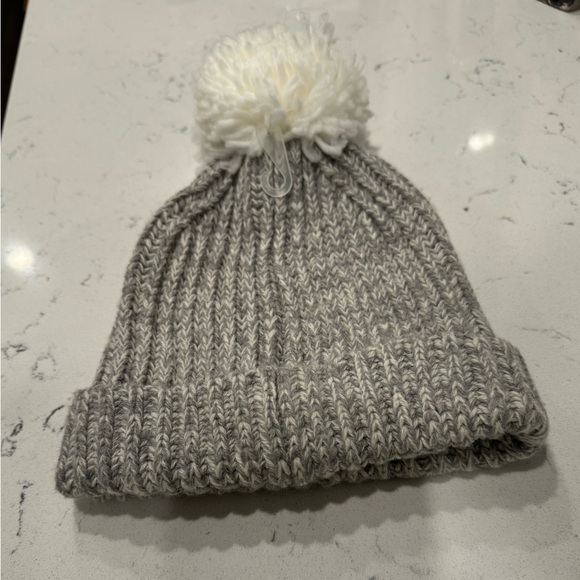 NWT J. Crew Women’s grey Pom Pom beanie wool and acrylic - Picture 2 of 5